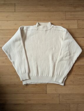 Vintage Banana Republic Safari 80s Mockneck Cream Cotton Sweater